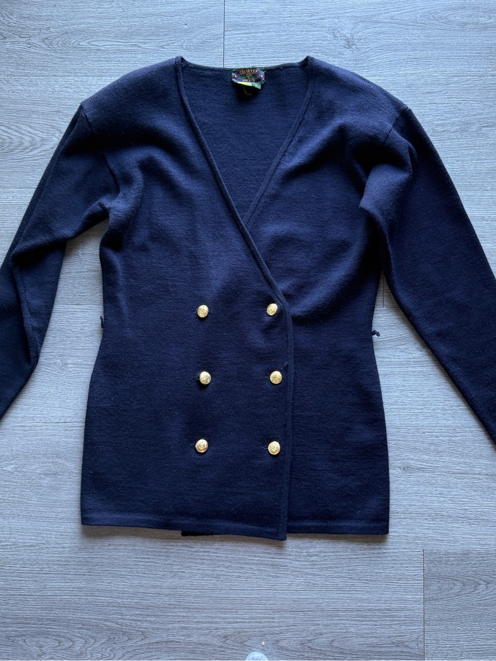 Classic Double-Breasted Navy Women's Sweater